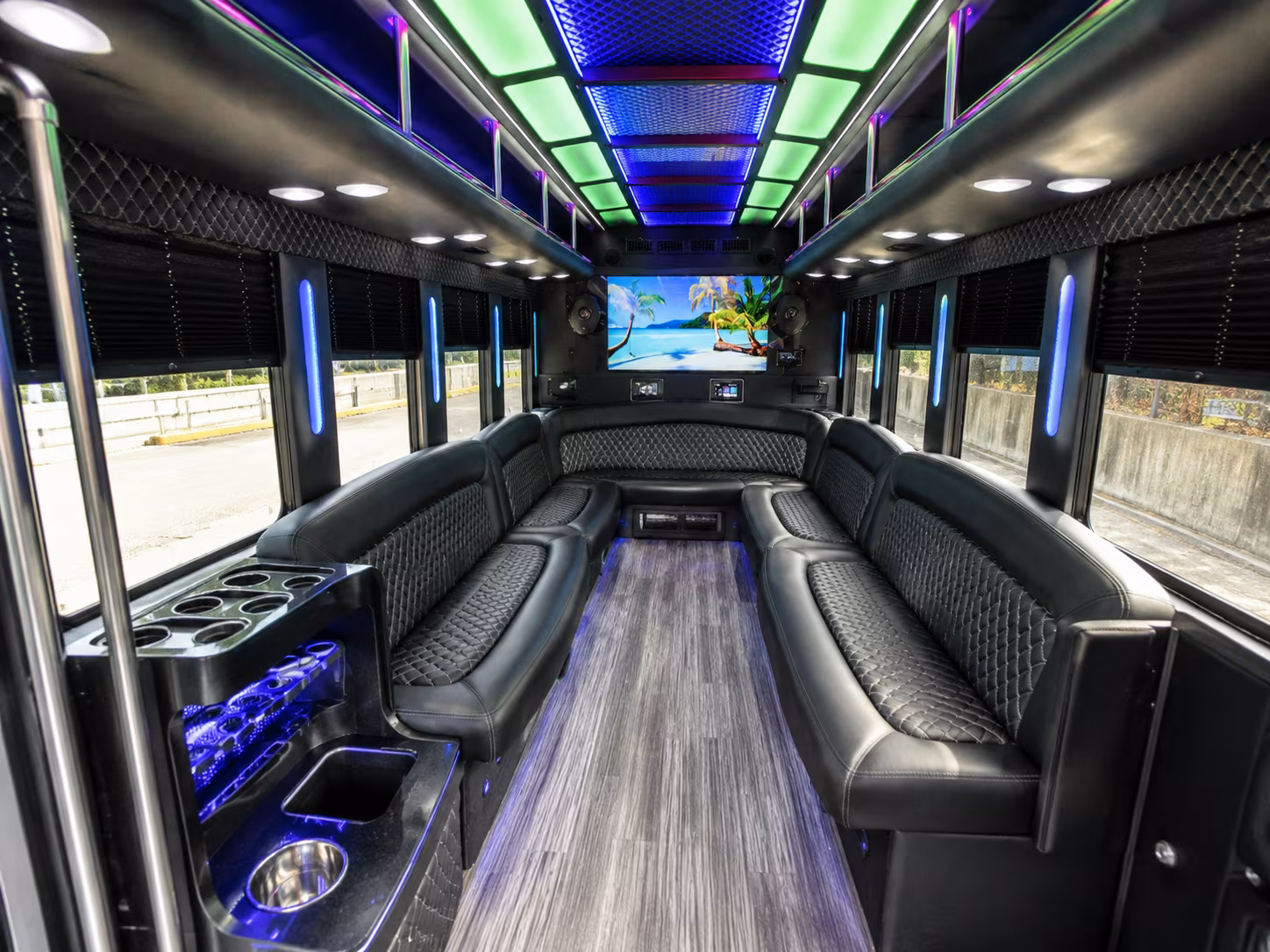 centennial 18 passenger party bus inside